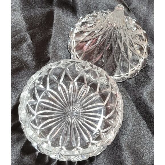 Vtg 1996 Clear Cut Glass Trinket Jar Jewelry Candy Keepsake Teardrop Shape Lid - Picture 11 of 11